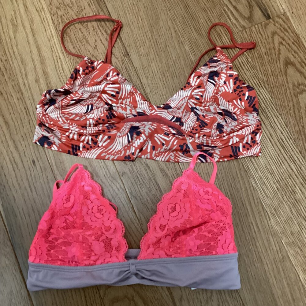 NEW! Intimately Free People On the Daily Printed Bralette & Pink Lace Bralette M